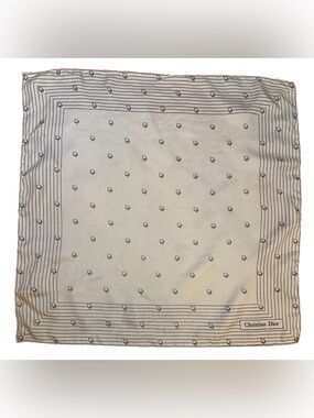 VINTAGE CHRISTIAN DIOR Light Pink All SILK LOGO Geometric Scarf 18” x 18”